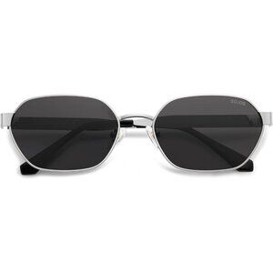 Unisex Silver/Grey Trendy Hexagon Sunglasses for UV400 Retro Rectangle Shades